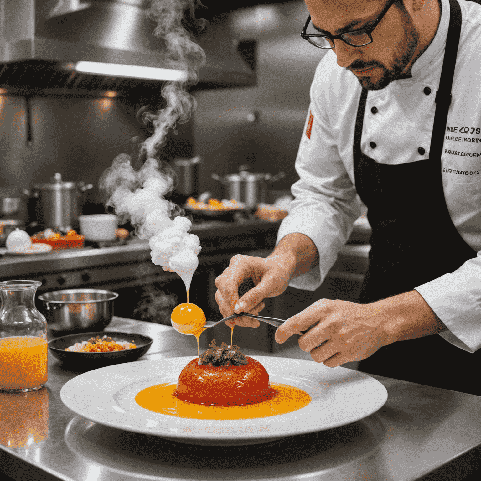 Chefs experimenting with molecular gastronomy techniques. They're using liquid nitrogen, creating foams, and plating avant-garde dishes that showcase Craveсraft's innovative spirit.